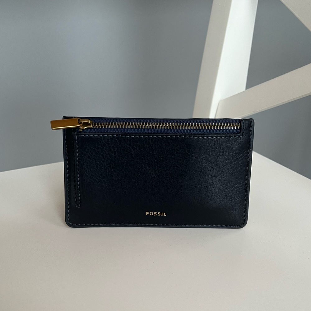 Fossil Logan Zip Coin Card Case Midnight Navy